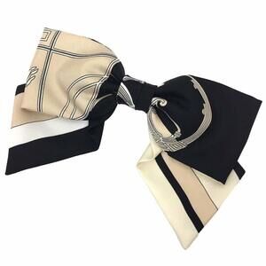 HERMES Ribbon Barrette EX-LIBRIS Grenelle 231022G Silk Hair Clip
